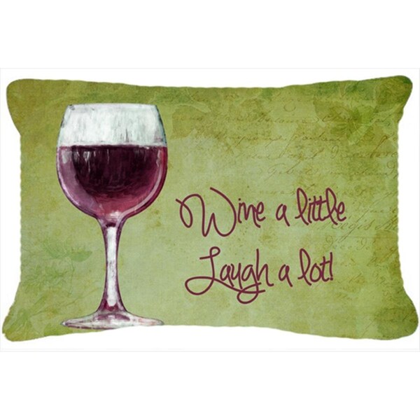 Carolines Treasures Wine A Little Laugh A Lot Indoor & Outdoor Fabric Decorative Pillow - CA75382