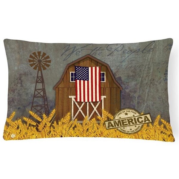 Carolines Treasures Carolines Treasures VHA3036PW1216 Patriotic Barn Land of America Canvas Fabric Decorative Pillow - VHA3036PW1216