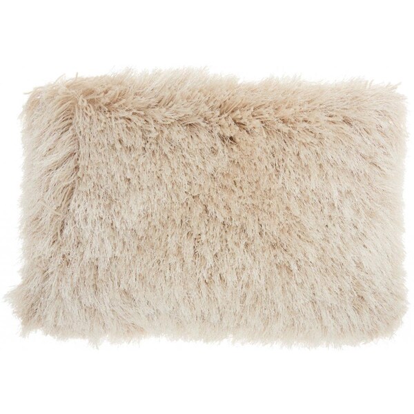 Palacedesigns 14 x 20 in. Beige Super Shaggy Throw Pillow - PA2627704