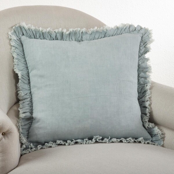 Rlm Distribution SARO  20 in. Square Ruffled Design Pillow with Down Filled  Blue Grey - HO1917124