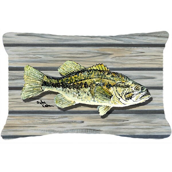 Carolines Treasures Fish Bass Small Mouth Indoor & Outdoor Fabric Decorative Pillow - CA74705