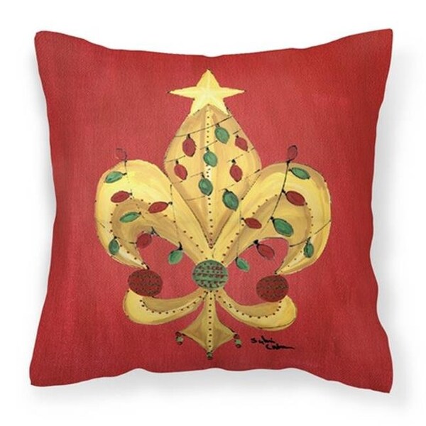 Carolines Treasures Carolines Treasures 8185PW1414 Christmas Fleur De Lis Tree with lights Fabric Decorative Pillow; 14 x 3 x 14 in. - 8185PW1414