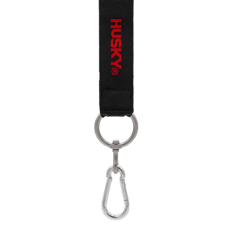 Husky 36 in. Heavy-Duty Hanging Carabiner Strap Zinc-Plated Steel with Quick-Release Hook and Loop Fastening in Black (2-Pack) - HD00140-TH2PK
