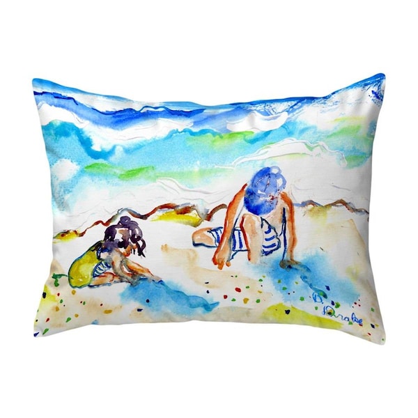 Betsy Drake 16 x 20 in. Playing in Sand No Cord Pillow - NC846