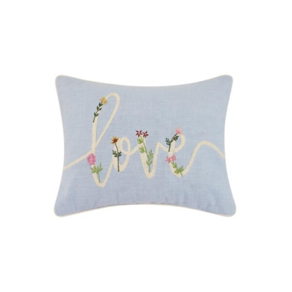 Peking Handicraft 14 x 20 in. Floral Love Cord Embroidered Polyester Filler Pillow - 24SHR8C20OB