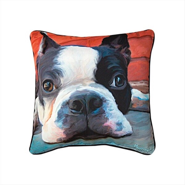 H2H Paws And Whiskers Moxley Boston Terrier Printed Pillow 18 X 18 in. - H298194