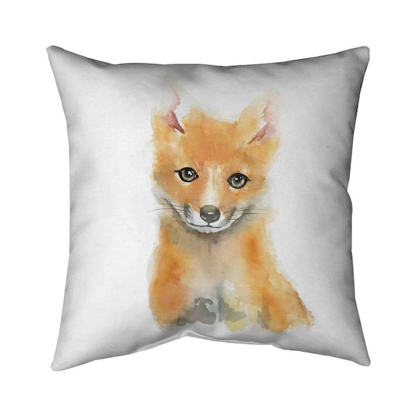 Fondo 26 x 26 in. Watercolor Baby Fox-Double Sided Print Indoor Pillow - FO2792892