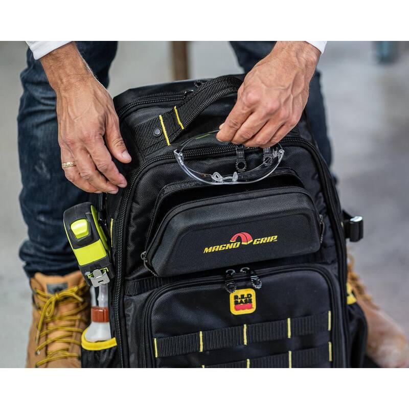 MagnoGrip RED Base Series 13.5 in. 41-Pocket Contractor's Backpack, 7 Loops, Hardshell-Pocket and Adjustable Shoulder Straps - 526-347
