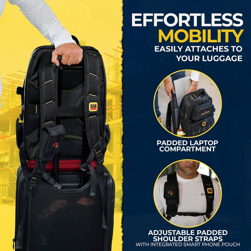MagnoGrip RED Base Series 13.5 in. 41-Pocket Contractor's Backpack, 7 Loops, Hardshell-Pocket and Adjustable Shoulder Straps - 526-347