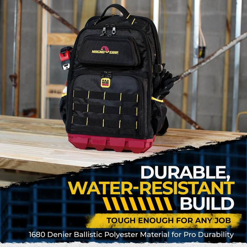 MagnoGrip RED Base Series 13.5 in. 41-Pocket Contractor's Backpack, 7 Loops, Hardshell-Pocket and Adjustable Shoulder Straps - 526-347