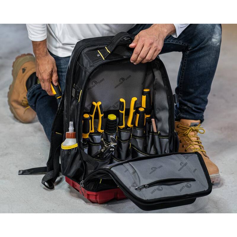 MagnoGrip RED Base Series 13.5 in. 41-Pocket Contractor's Backpack, 7 Loops, Hardshell-Pocket and Adjustable Shoulder Straps - 526-347