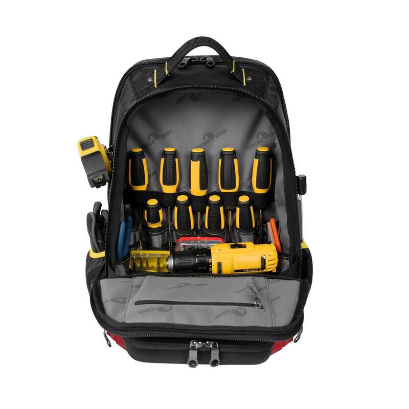 MagnoGrip RED Base Series 13.5 in. 41-Pocket Contractor's Backpack, 7 Loops, Hardshell-Pocket and Adjustable Shoulder Straps - 526-347
