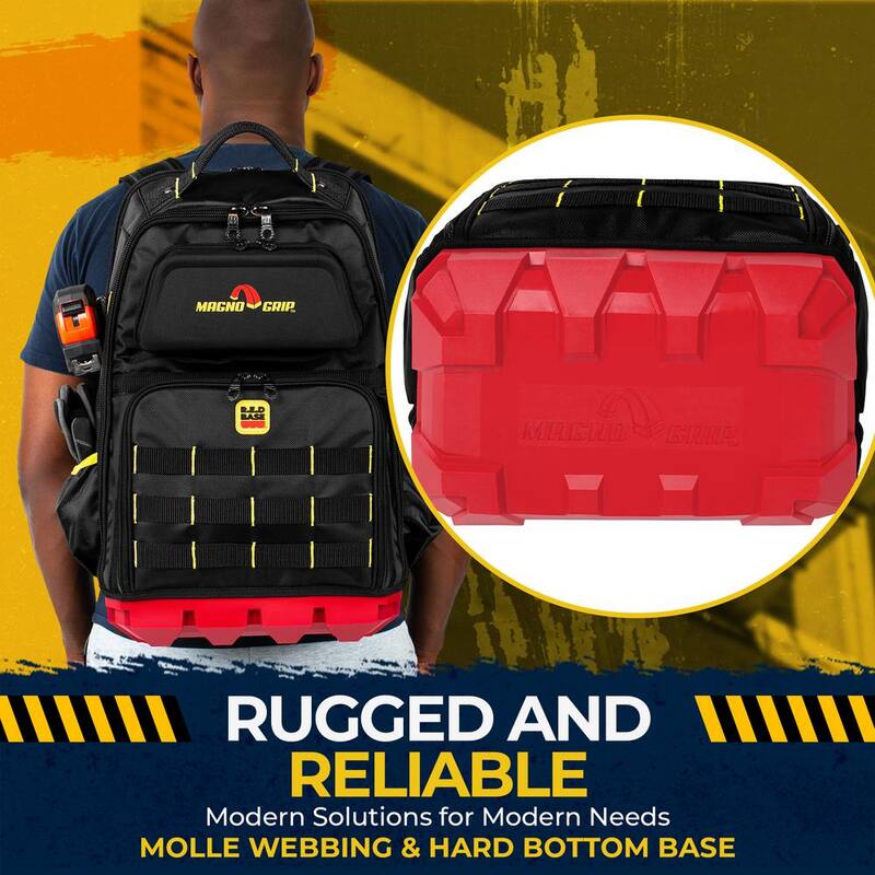 MagnoGrip RED Base Series 13.5 in. 41-Pocket Contractor's Backpack, 7 Loops, Hardshell-Pocket and Adjustable Shoulder Straps - 526-347