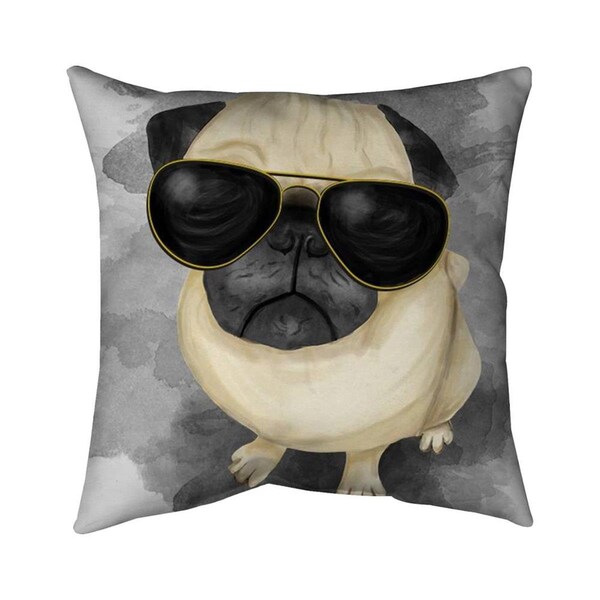 Fondo 26 x 26 in. Pug with Style-Double Sided Print Indoor Pillow - FO2794556