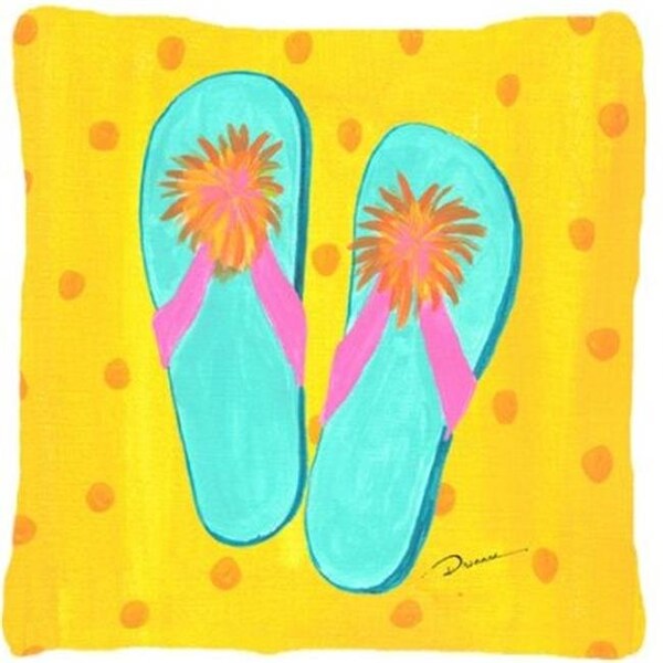 Carolines Treasures Carolines Treasures LD6150PW1414 Flip Flops Yellow Indoor & Outdoor Fabric Decorative Pillow - LD6150PW1414