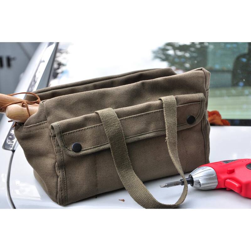 G & F Products 11 in. Government Issued Style Mechanics Heavy-Duty Tool Bag in Olive - 10095olive
