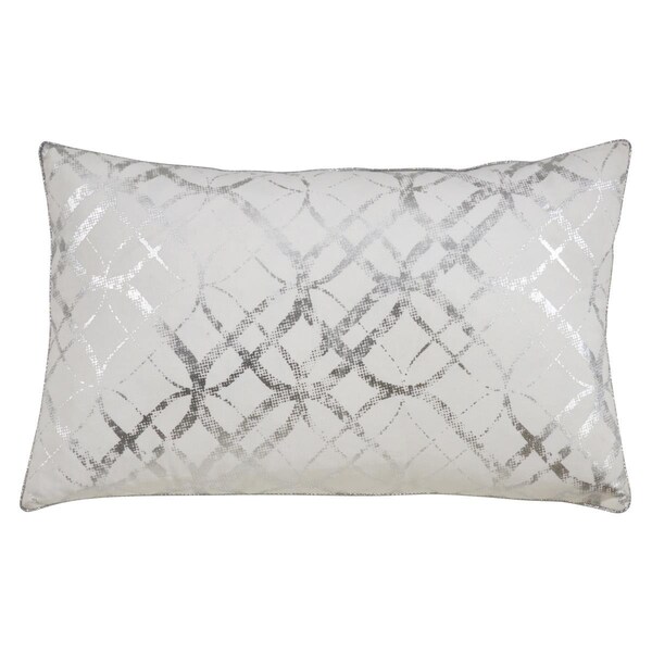 Rlm Distribution 14 x 23 in. Metallic Foil Print Throw Down Filled Pillow, Silver - HO2658818