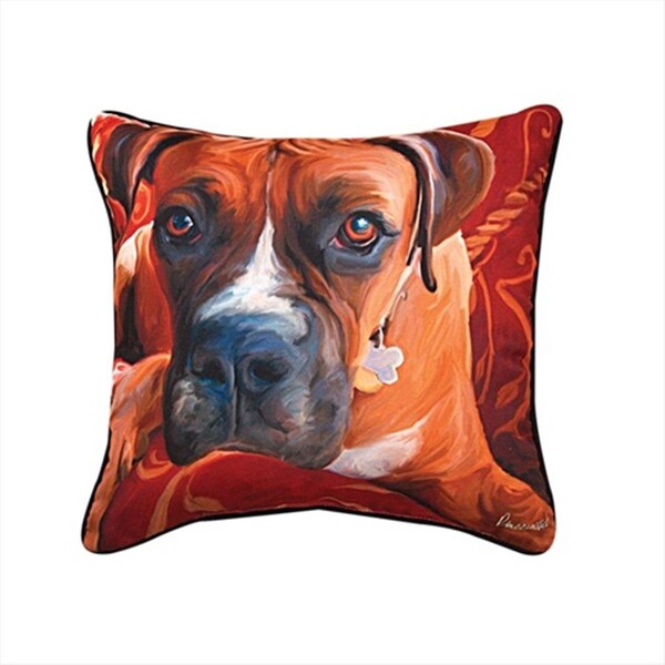 Manual Woodworkers & Weavers Manual Woodworkers and Weavers SLHBXR Paws And Whiskers Harry Boxer Printed Pillow 18 X 18 in. - SLHBXR
