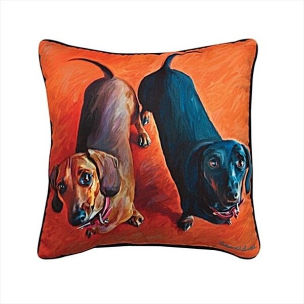 Manual Woodworkers & Weavers Manual Woodworkers and Weavers SLDDDH Paws And Whiskers Double Dachsies Dachshund Printed Pillow 18 X 18 in. - SLDDDH