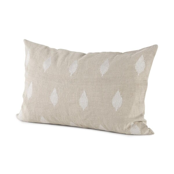 Homeroots 1 x 21 x 13 in. Beige & White Patterned Lumbar Pillow Cover - 392313