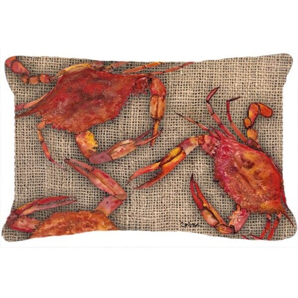 Carolines Treasures Carolines Treasures 8742PW1216 12 x 16 In. Cooked Crabs on Faux Burlap Indoor & Outdoor Fabric Decorative Pillow - 8742PW1216