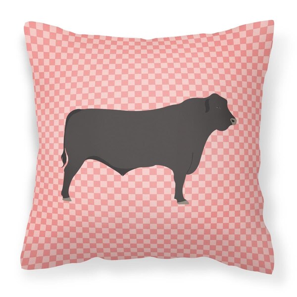 Jensendistributionservices Black Angus Cow Pink Check Fabric Decorative Pillow, 14 x 14 in. - MI2551132