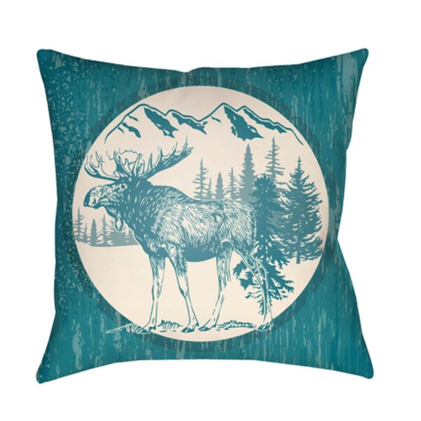 Artistic Weavers Lodge Cabin Moose Poly Filled Pillow - Teal & Beige - 18 x 18 in. - LGCB2024-1818