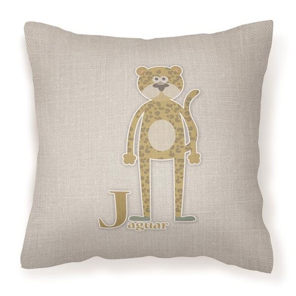 Carolines Treasures Carolines Treasures BB5735PW1818 Alphabet J For Jaguar Fabric Decorative Pillow - BB5735PW1818