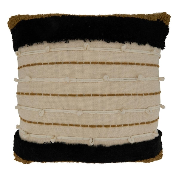 Rlm Distribution 20 in. Embroidered Stripe Throw Square Pillow with Down Filling - HO3202521