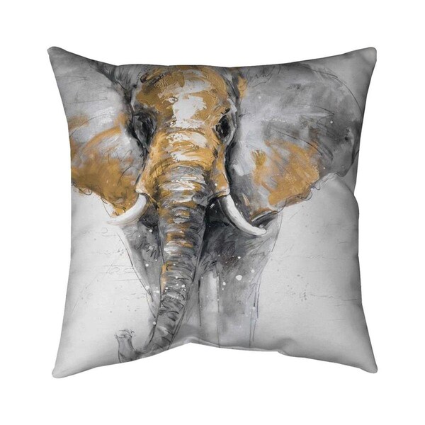 Begin Home Decor 20 x 20 in. Golden Elephant-Double Sided Print Indoor Pillow - 5541-2020-AN54-1