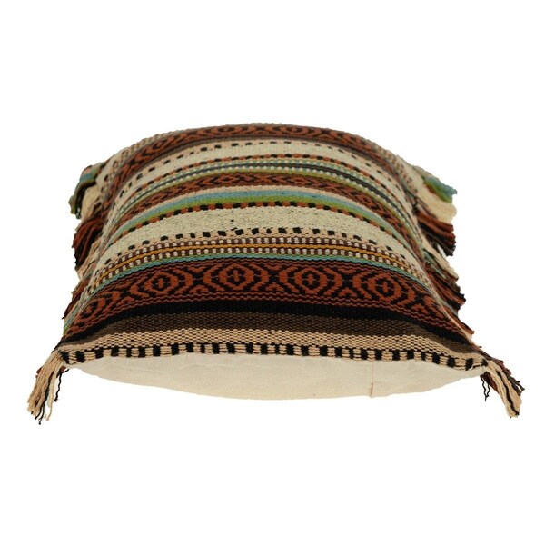 Palacedesigns 24 x 14 x 5 in. Bohemian Brown Fringe Throw Pillow - PA2627872