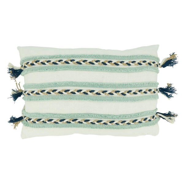 Rlm Distribution 12 x 18 in. Braided Cord Applique Design Throw Pillow with Down Filling - HO3200111