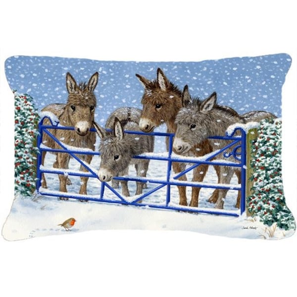 Carolines Treasures Carolines Treasures ASA2210PW1216 Donkeys & Robin at the Fence Fabric Decorative Pillow - ASA2210PW1216