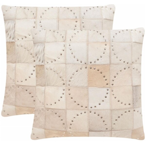 Safavieh Phoebe Pillow- White W Silver Studds - 20 x 2.5 x 14 in. - DEC214A-1420-SET2