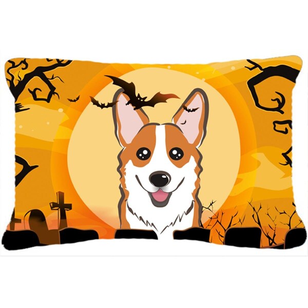 Carolines Treasures Halloween Red Corgi Fabric Decorative Pillow - BB1812PW1216