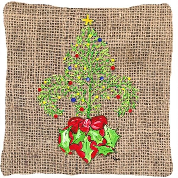 Carolines Treasures Carolines Treasures 8745PW1414 Christmas Tree Fleur De Lis Indoor & Outdoor Fabric Decorative Pillow - 8745PW1414