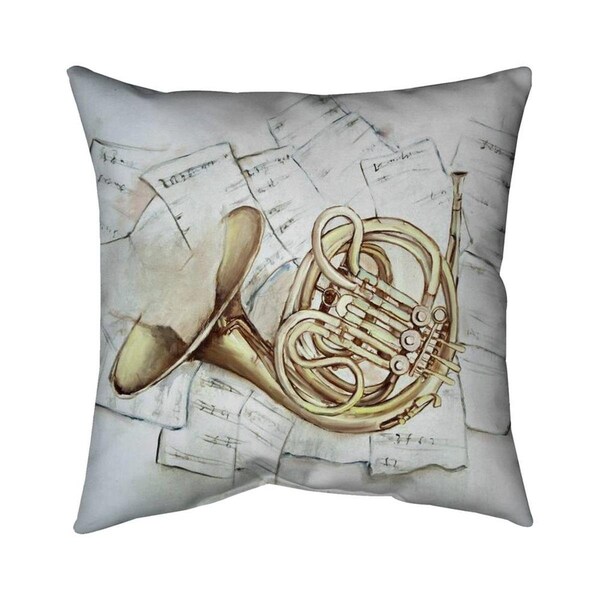 Begin Home Decor 20 x 20 in. Horn on Music Sheet-Double Sided Print Indoor Pillow - 5541-2020-MU43
