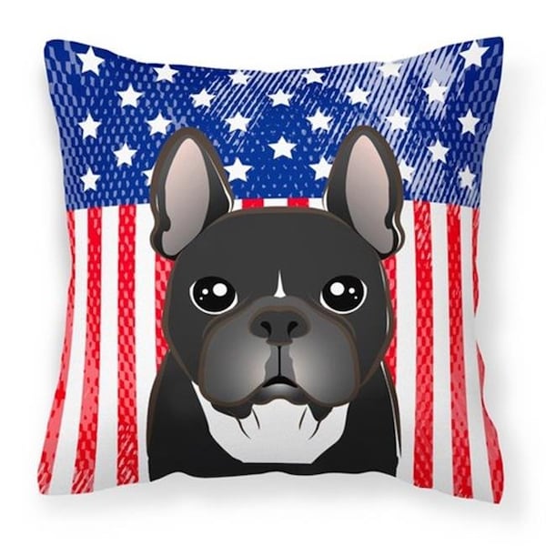 Carolines Treasures Carolines Treasures BB2157PW1414 American Flag & French Bulldog Fabric Decorative Pillow; 14 x 3 x 14 in. - BB2157PW1414
