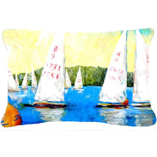 Carolines Treasures Carolines Treasures MW1094PW1216 Sailboats Round The Mark Indoor & Outdoor Fabric Decorative Pillow - MW1094PW1216