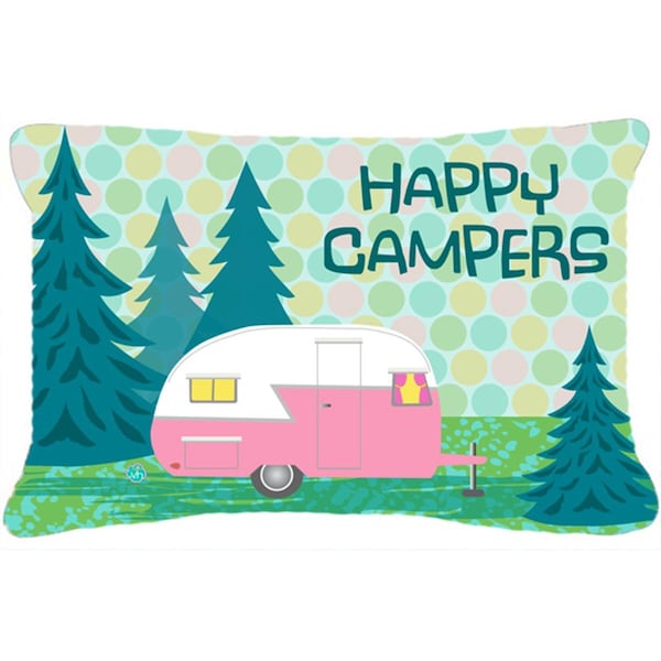 Carolines Treasures Happy Campers Glamping Trailer Fabric Decorative Pillow - CA78948