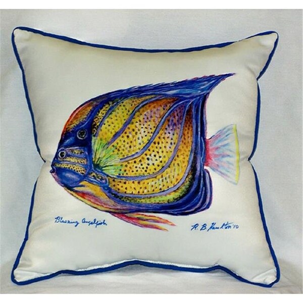 Betsy Drake Betsy Drake HJ677 Blue Ring Angelfish Art Only Pillow 18"x18" - HJ677