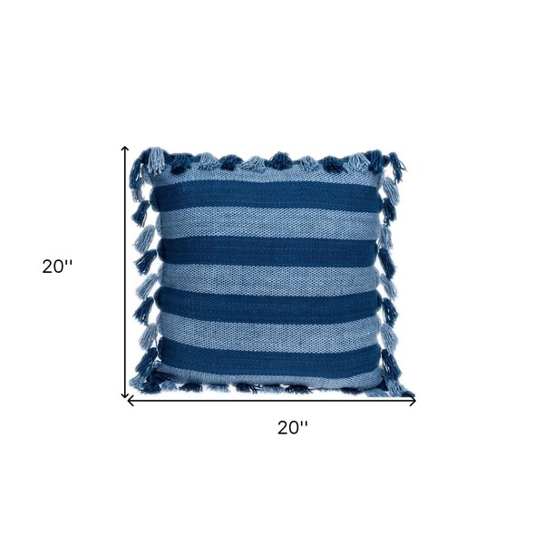 Homeroots 20 x 20 x 5 in. Rustic Bohemian Blue Throw Pillow - 383111