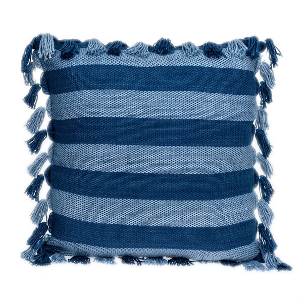 Homeroots 20 x 20 x 5 in. Rustic Bohemian Blue Throw Pillow - 383111