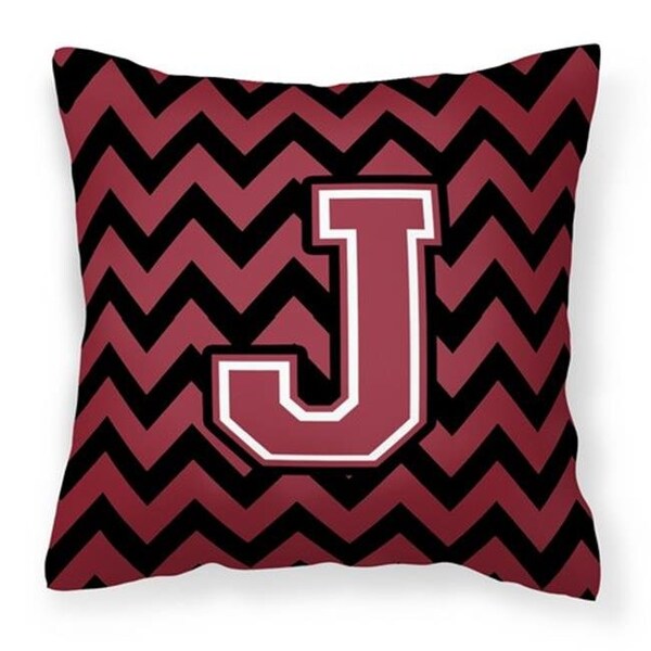 Carolines Treasures Carolines Treasures CJ1052-JPW1414 Letter J Chevron Garnet & Black Fabric Decorative Pillow - CJ1052-JPW1414