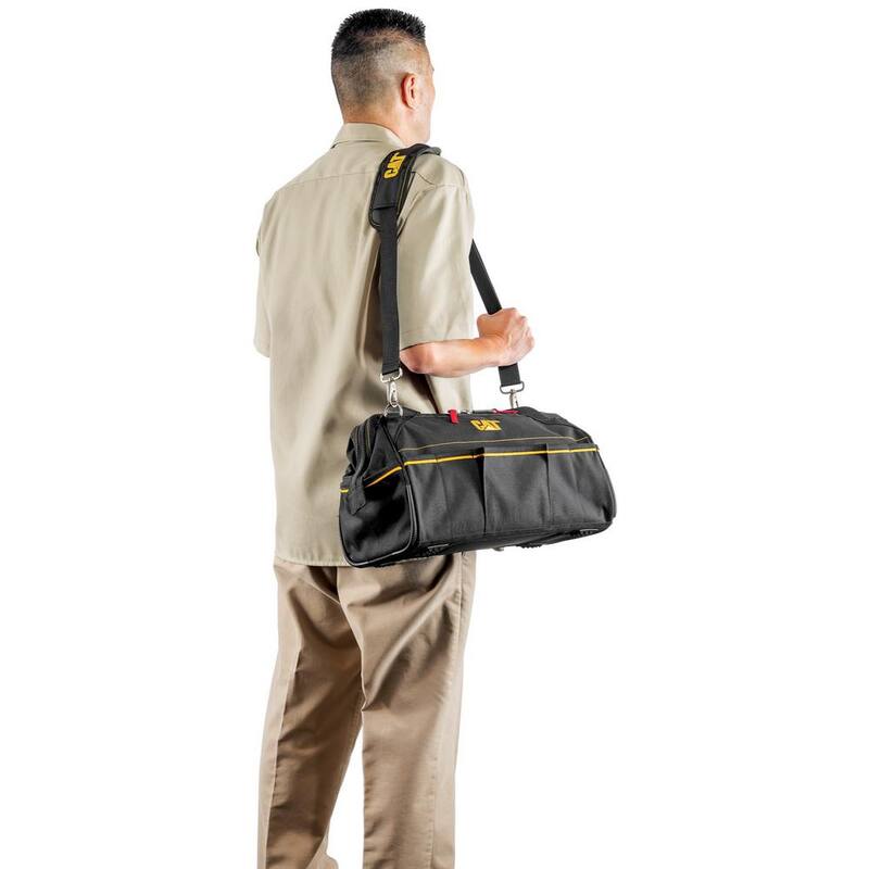 CAT 16 in. 14-Pocket Tech Wide Mouth Tool Bag in Black - 980206N