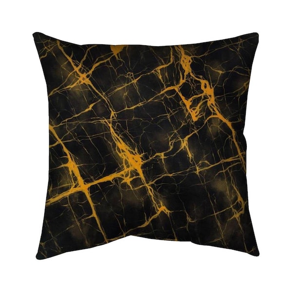 Begin Home Decor 20 x 20 in. Black & Gold Marble-Double Sided Print Indoor Pillow - 5541-2020-AB54