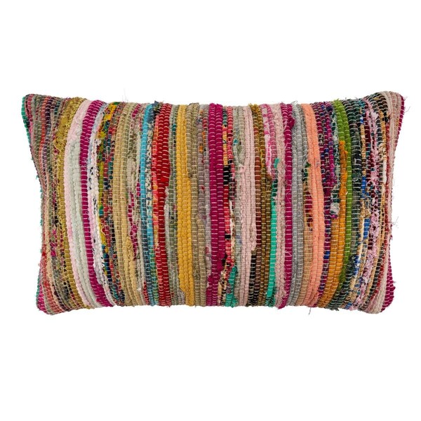 Rlm Distribution SARO 14 x 23 in. Oblong Chindi Throw Pillow with Multi Colored Design & Poly Filling - HO2657969