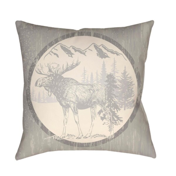 Artistic Weavers Lodge Cabin Moose Poly Filled Pillow - Light Gray & Beige - 26 x 26 in. - LGCB2023-2626