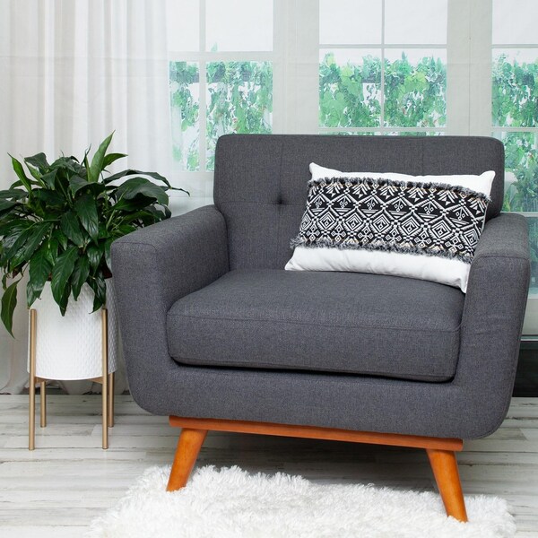 Homeroots 24 x 14 x 5 in. Black & White Patched Throw Pillow - 383126