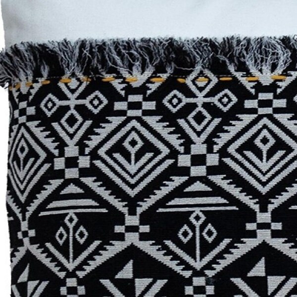 Homeroots 24 x 14 x 5 in. Black & White Patched Throw Pillow - 383126